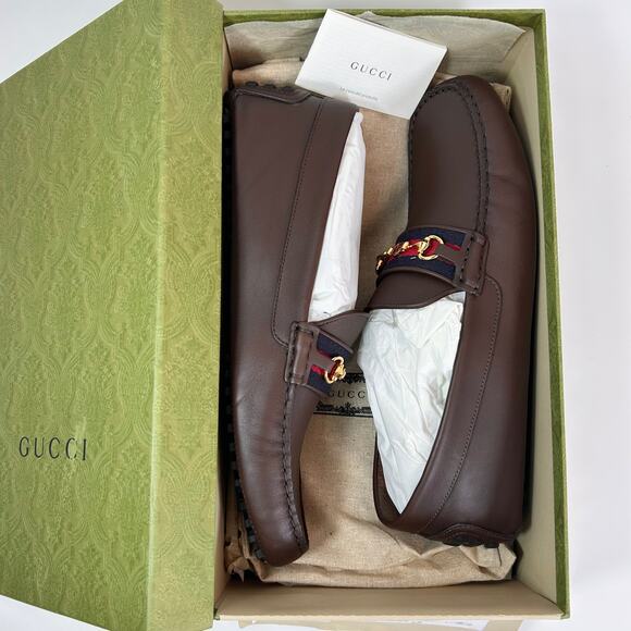 Gucci Ayrton Webstripe Horsebit Leather Loafer - Men’s 13 - Picture 2 of 8